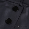 Women Sexy PU Leather A-line Vent Skirt